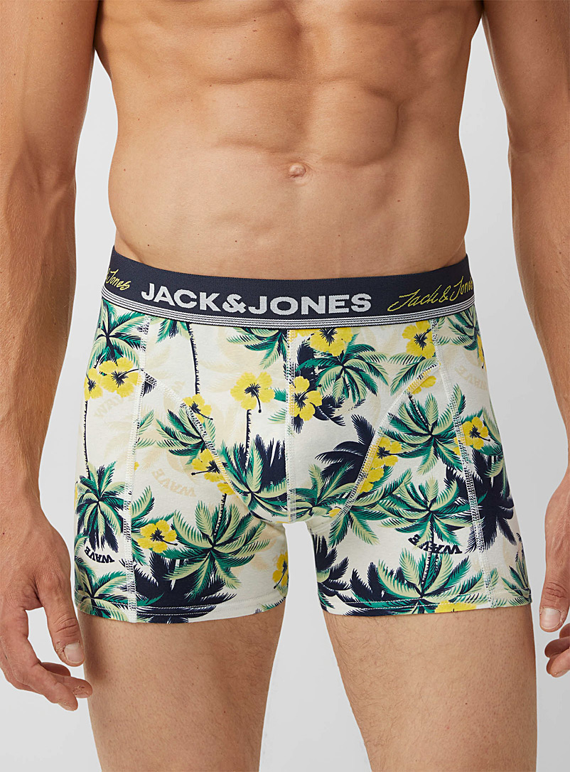 Jack & Jones: Le boxeur court teintes paradisiaques Blanc à motifs pour homme