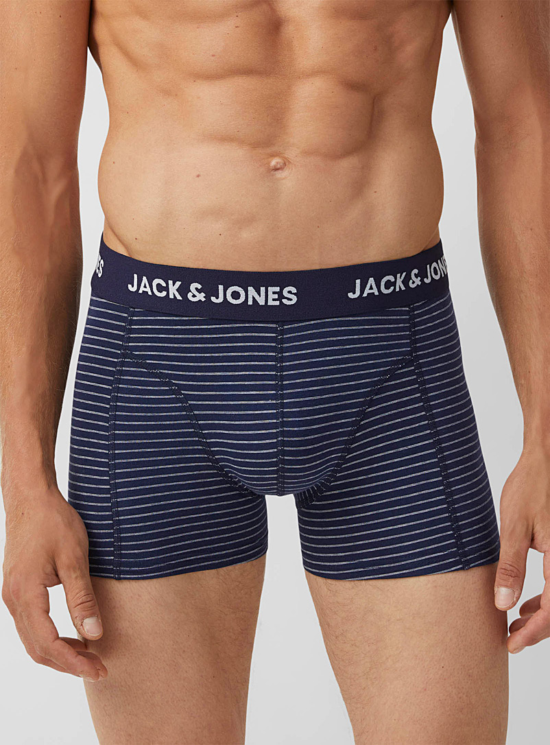 Jack & Jones: Le boxeur court rayures marine Bleu à motifs pour homme