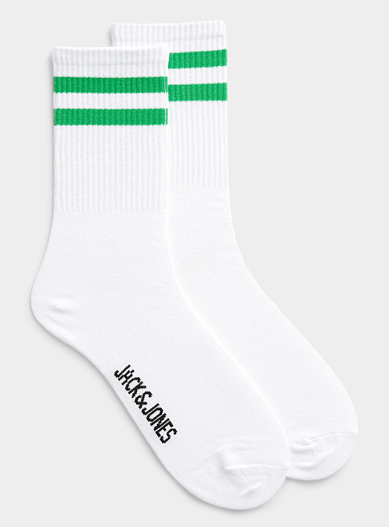 Jack & Jones Green Accent stripe socks for men