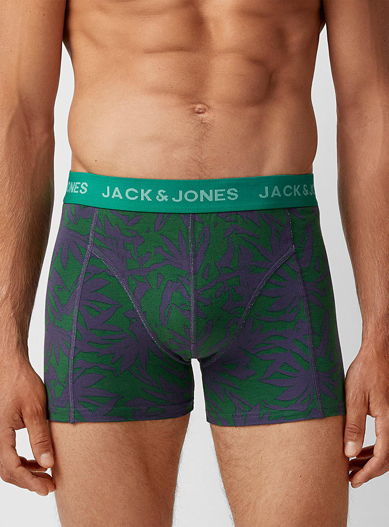 Jack & Jones Patterned White Contrast foliage trunk for men