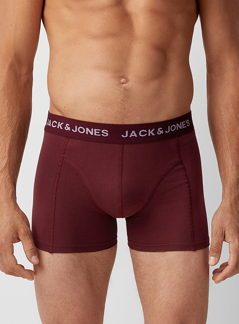 Jack & Jones: Le boxeur court feuillage contraste Rouge foncé-vin-rubis pour homme