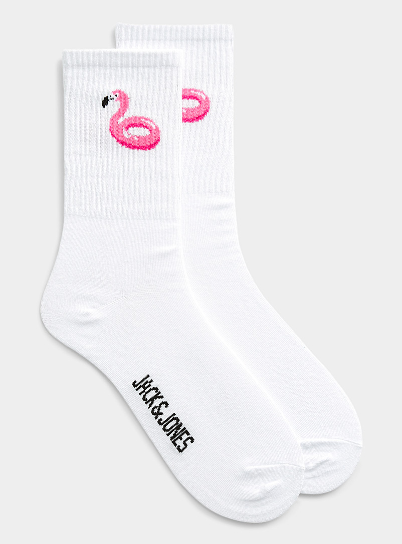 Jack & Jones White Flamingo tennis sock for men