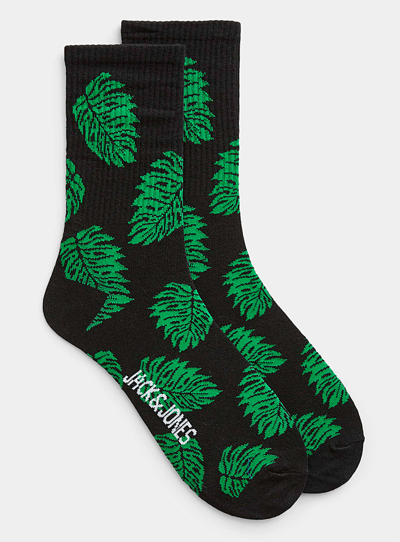 Jack & Jones Black Tropical pattern sock for men