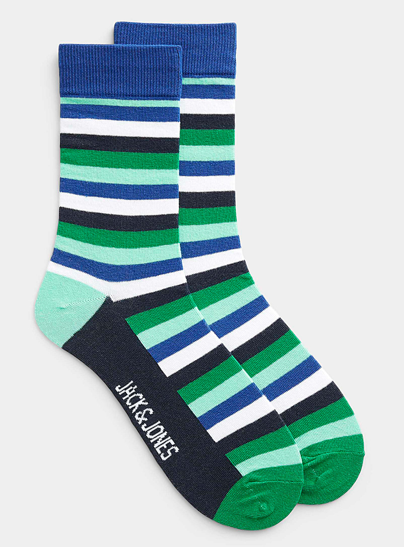 Jack & Jones Patterned Green Green stripe socks for men