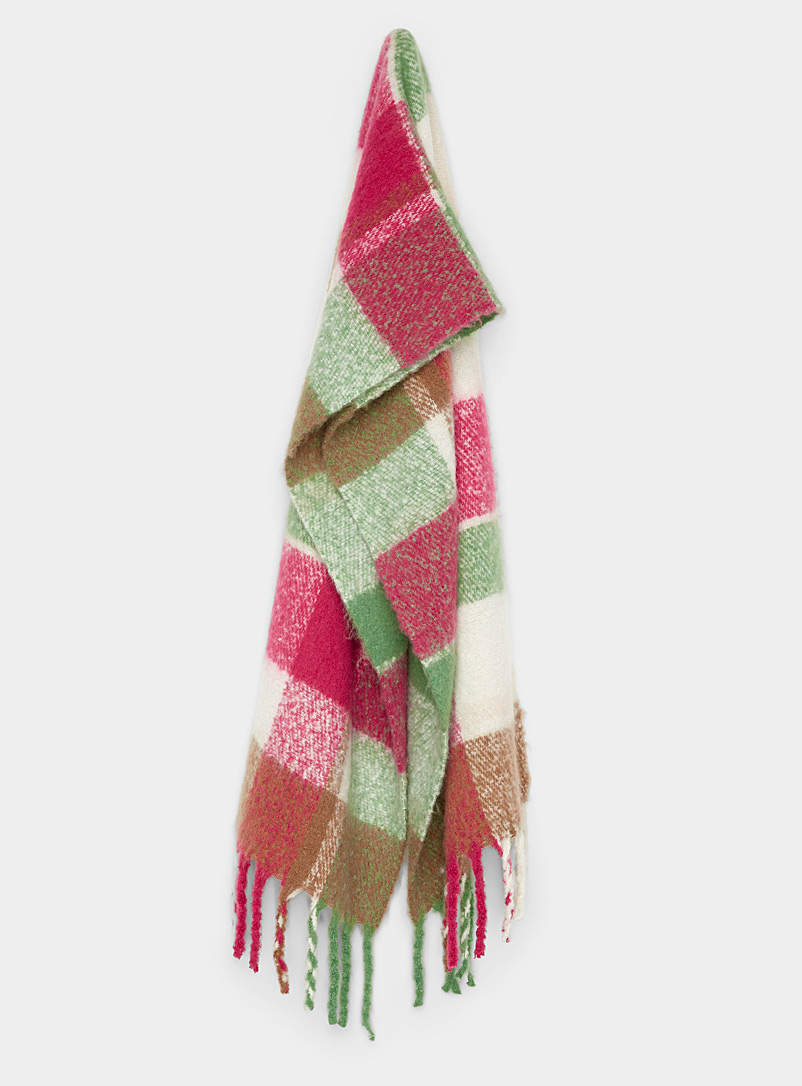 Only Cherry Red Soft pastel check scarf for women