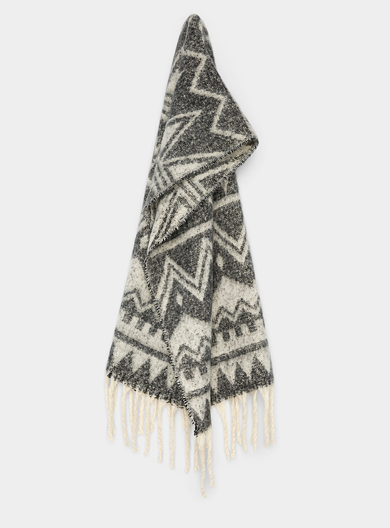Only Patterned Black Variegated jacquard scarf for women