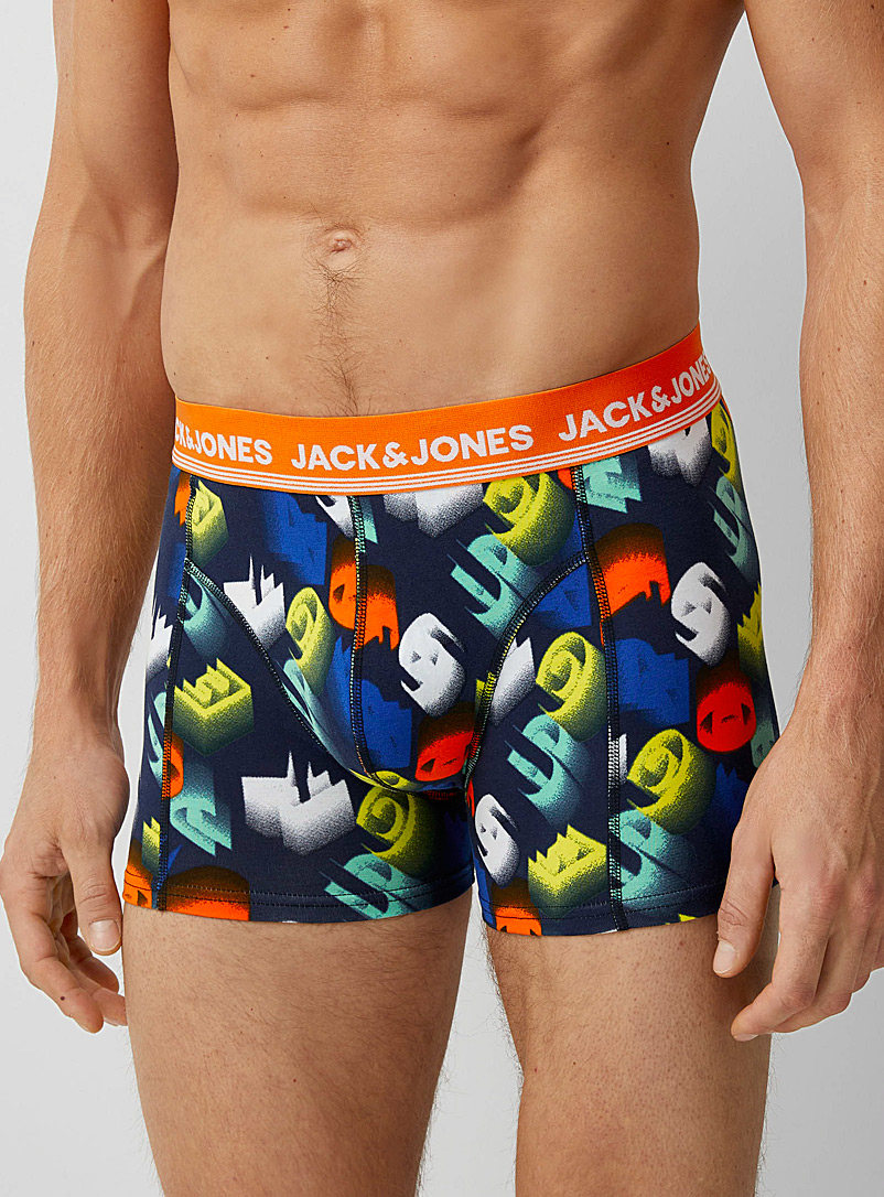 Jack & Jones Marine Blue 3D letter trunk for men