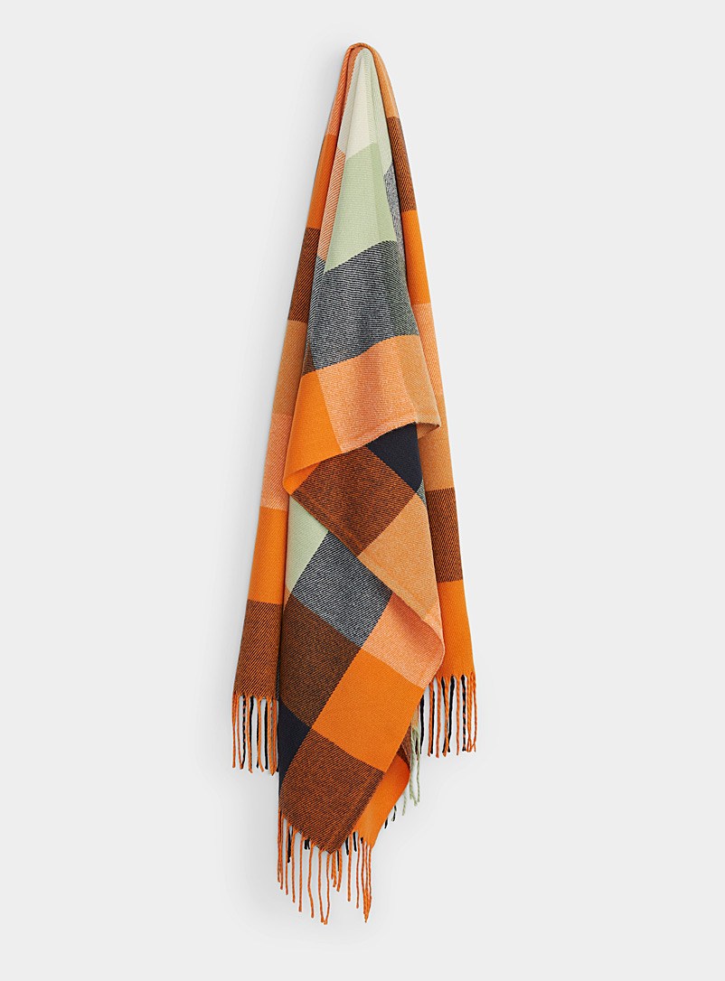 Only Patterned Orange Multicoloured check scarf for women