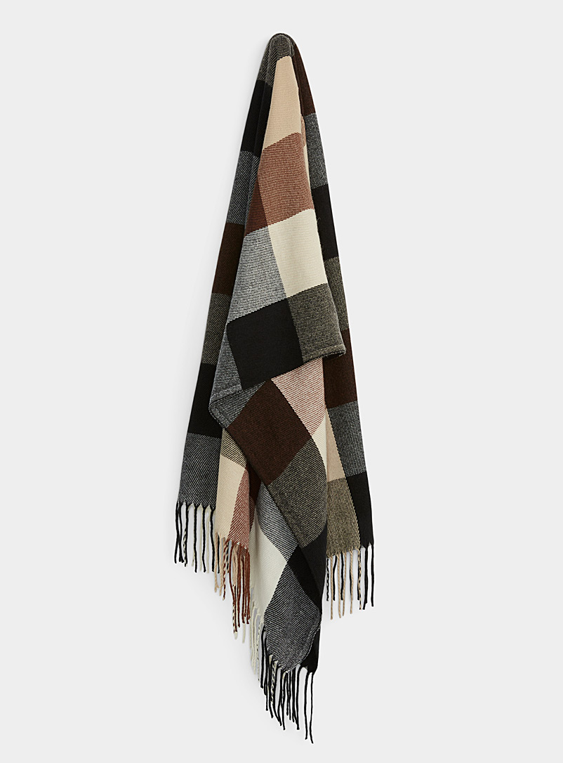 Only Patterned Black Multicoloured check scarf for women