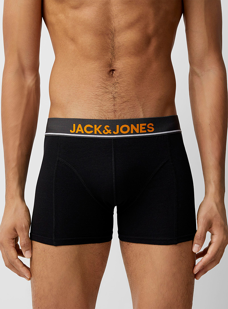 Jack & Jones: Le boxeur court accent orange Noir à motifs pour homme