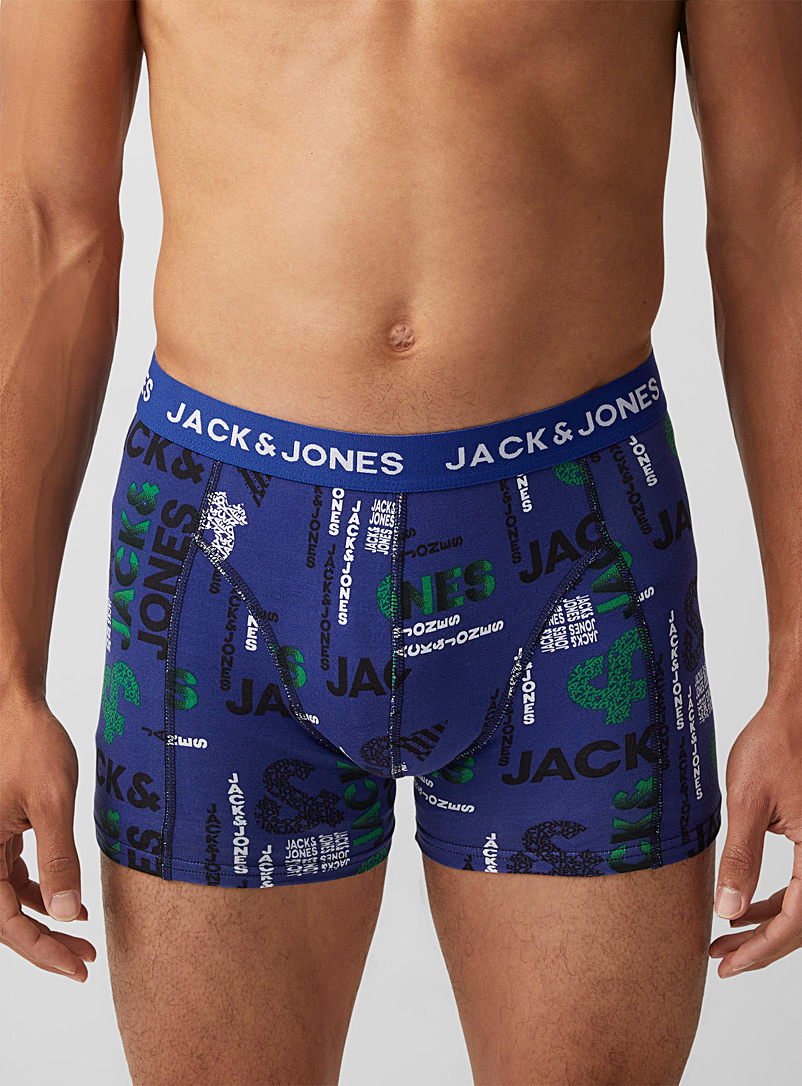 Jack & Jones Patterned Blue Stylized logo trunk for men