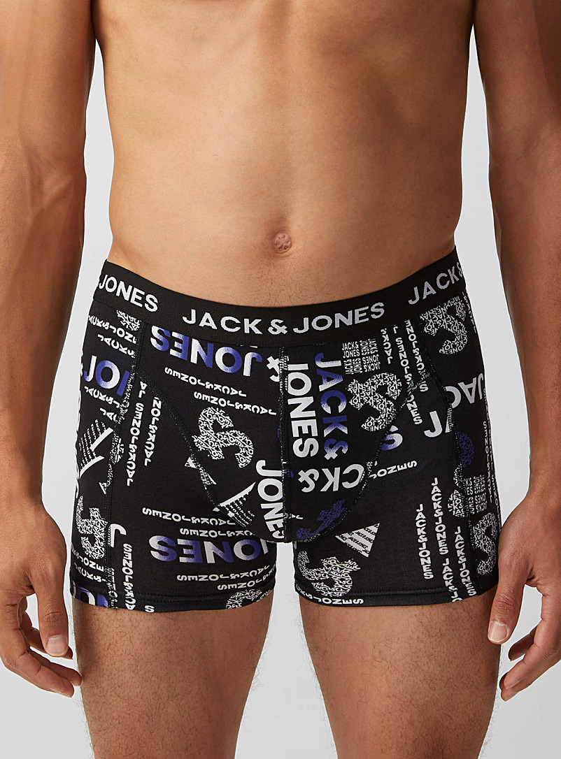 Jack & Jones: Le boxeur court logos stylisés Noir à motifs pour homme
