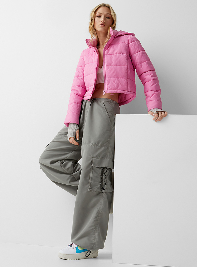 Only Pink Cropped puffer jacket for women