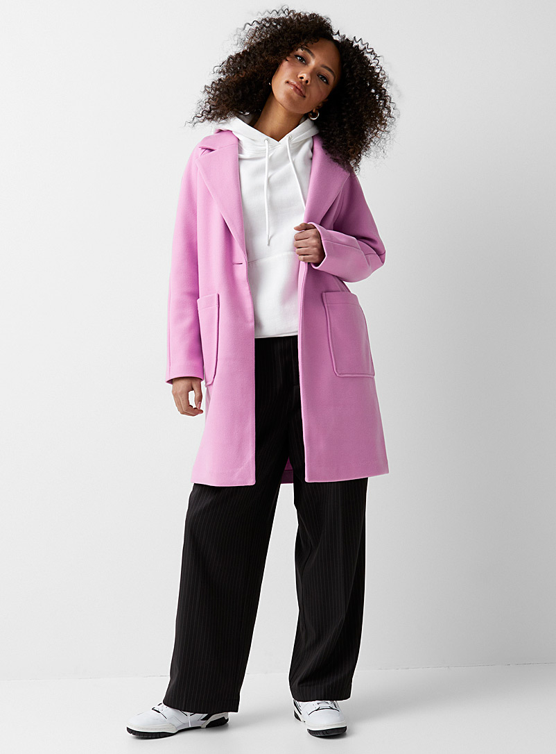 Only Pink Single-button felted coat for women