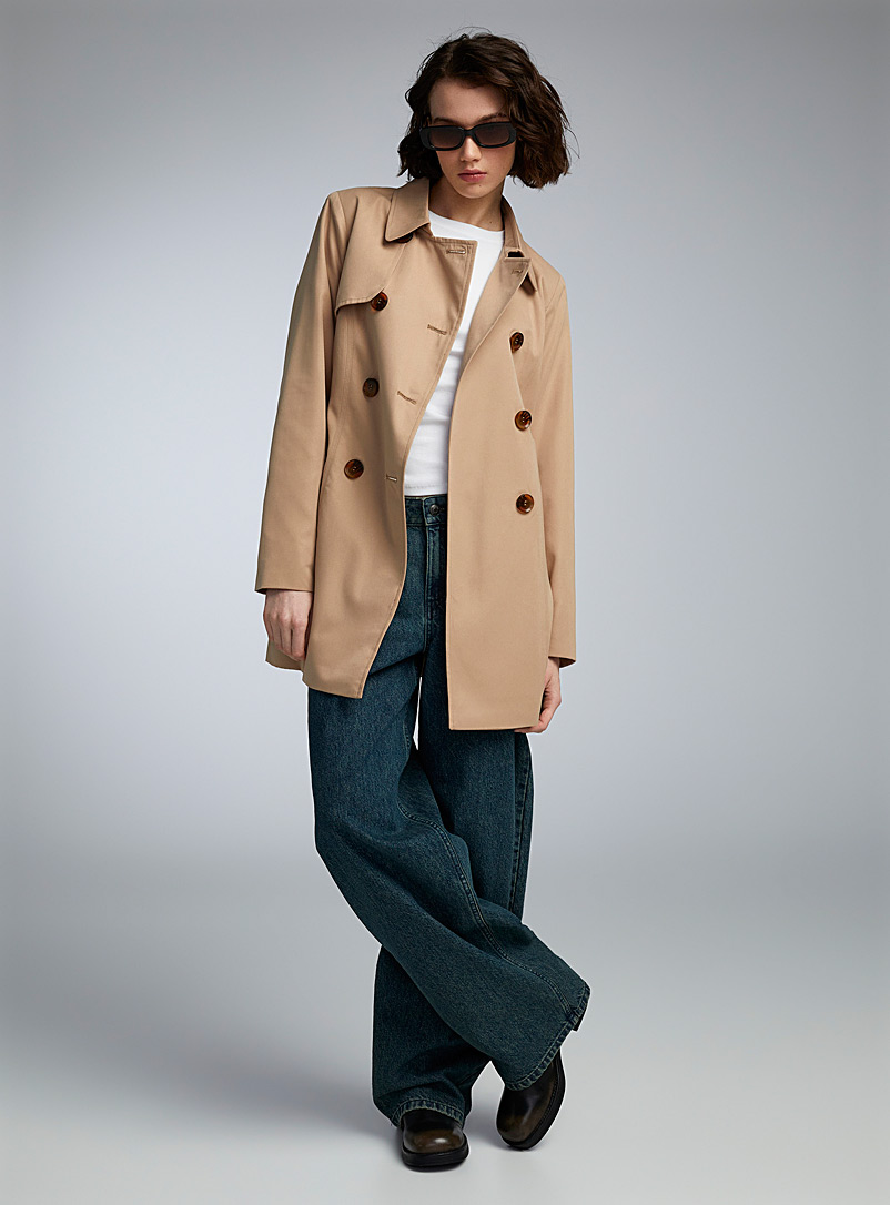 Only Ivory/Cream Beige Valerie trench coat for women