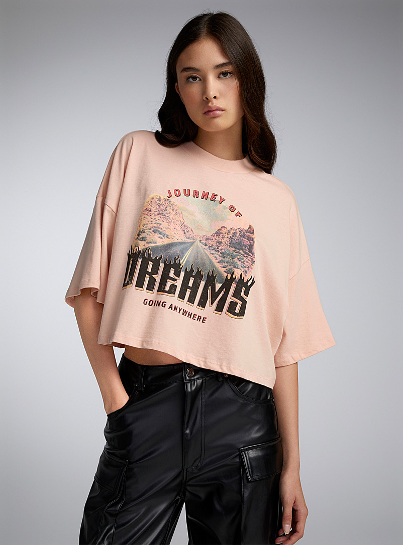 Only Pink Vibrant letters boxy-fit T-shirt for women