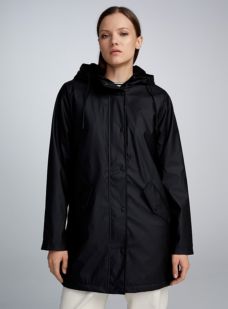 Only Black Sherpa Sally lining raincoat for women