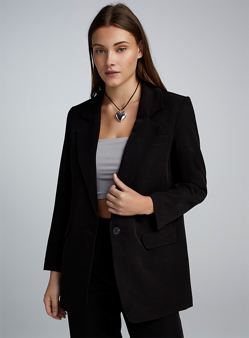 Only Black Single-button loose blazer for women