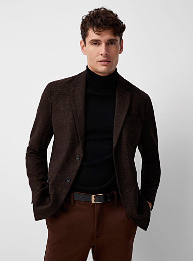Black herringbone flecked tweed jacket Slim fit | Jack & Jones | Shop ...