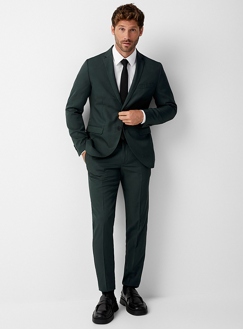 Jack & Jones Green Pine-green twill suit Slim fit for men