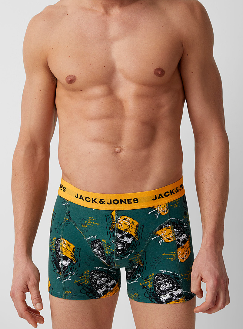 Jack & Jones: Le boxeur court crânes Vert à motifs pour homme