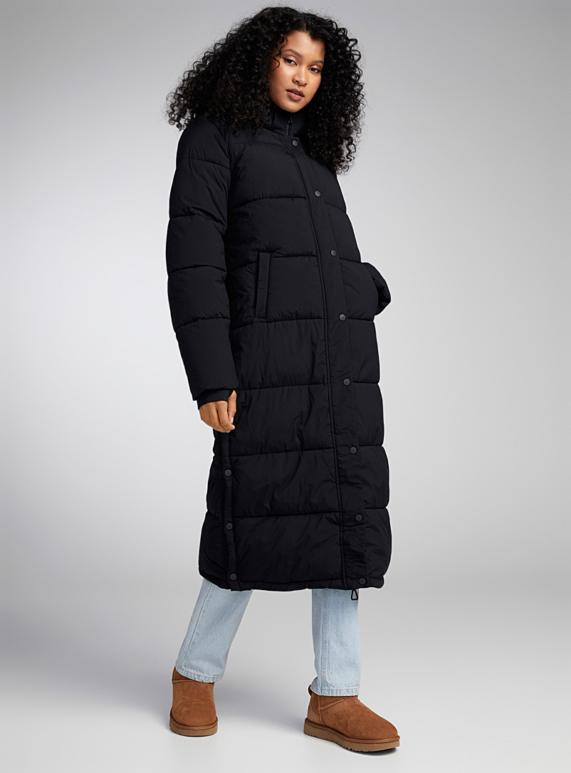 Only Black Matte-finish long puffer jacket for women