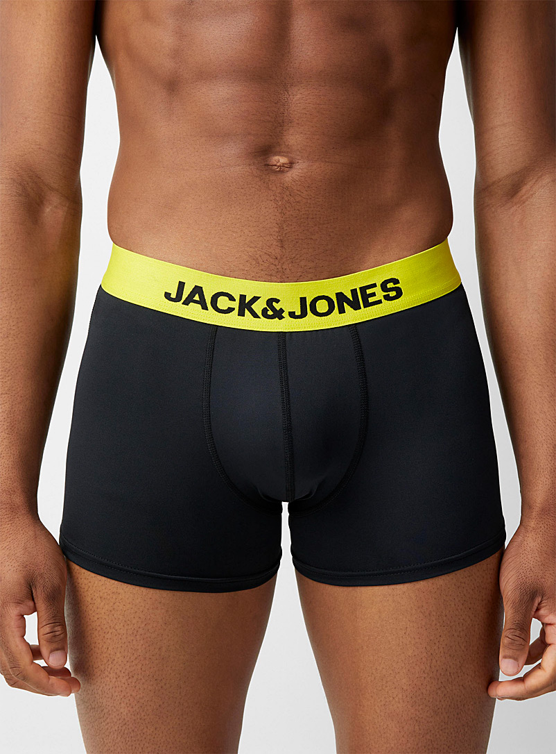 Jack & Jones Black Colourful waist microfibre trunk for men