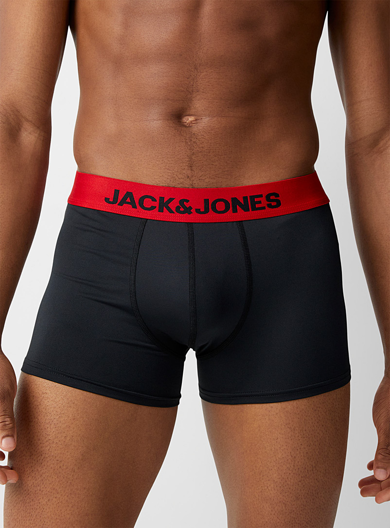 Jack & Jones Patterned Red Colourful waist microfibre trunk for men