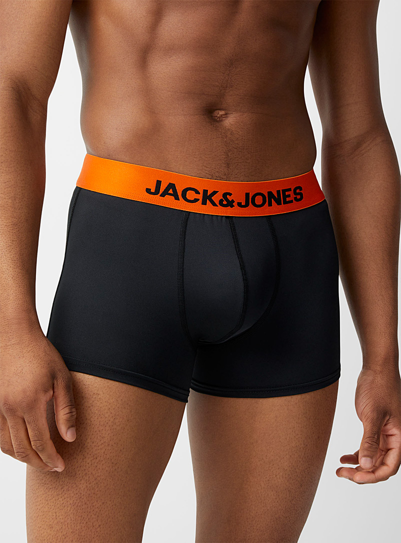Jack & Jones Patterned Black Colourful waist microfibre trunk for men