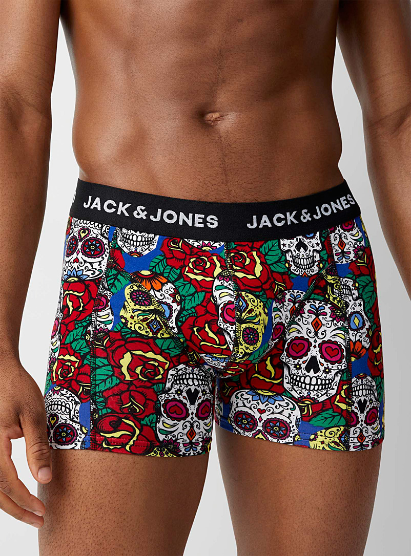 Jack & Jones Patterned Red Multicolour skull trunk for men