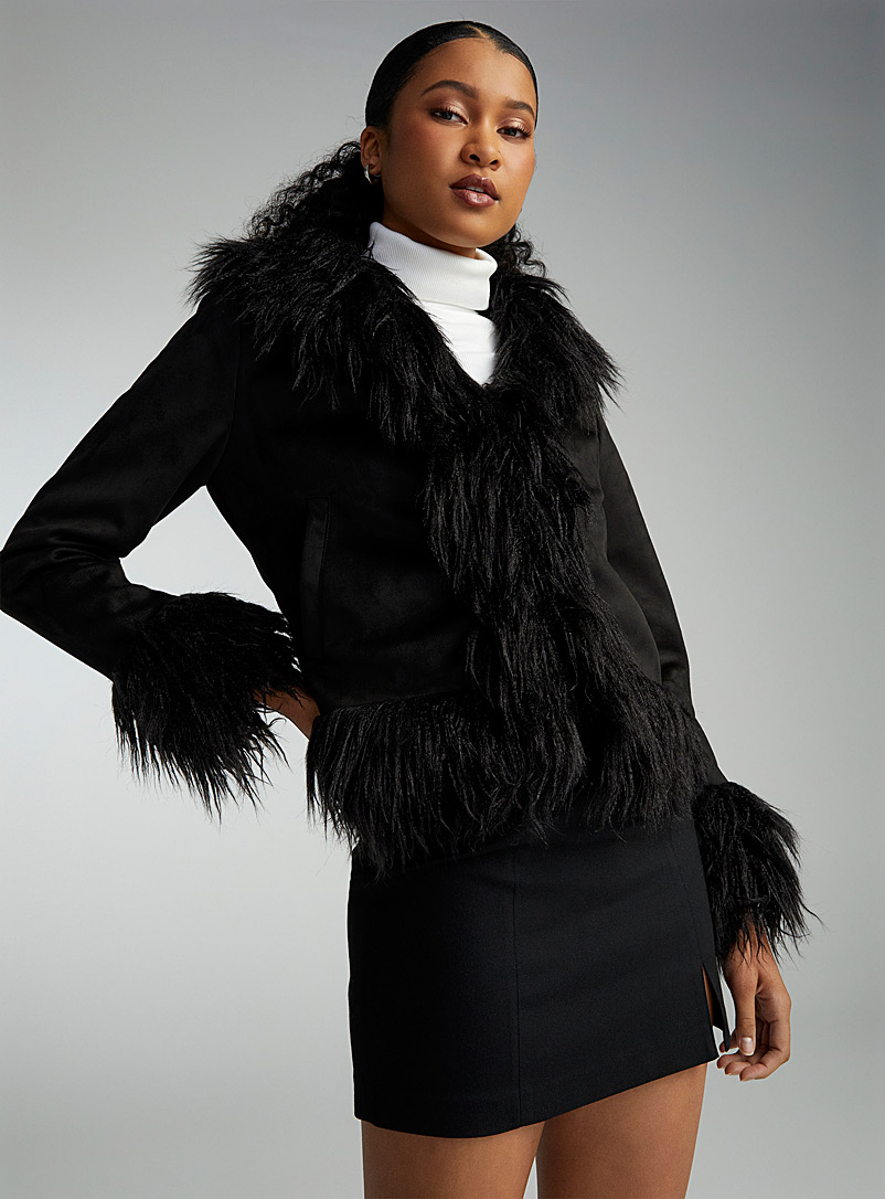 Only Black Penny Lane faux-fur jacket for women