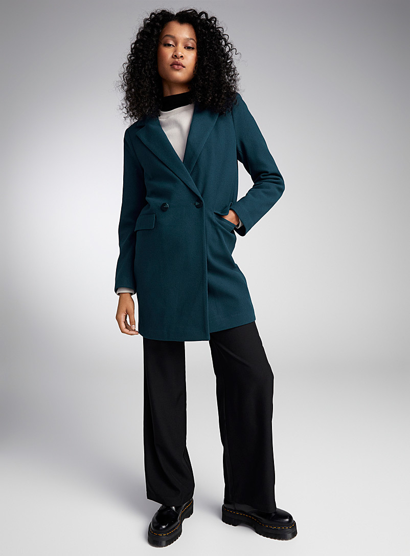 Only Teal Two-button felt coat for women