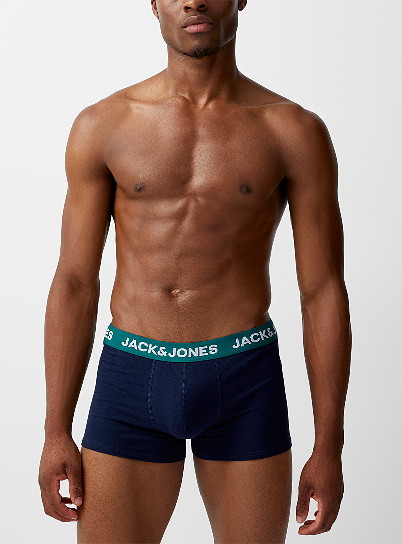 Jack & Jones Patterned Green Colourful-waist navy trunk for men