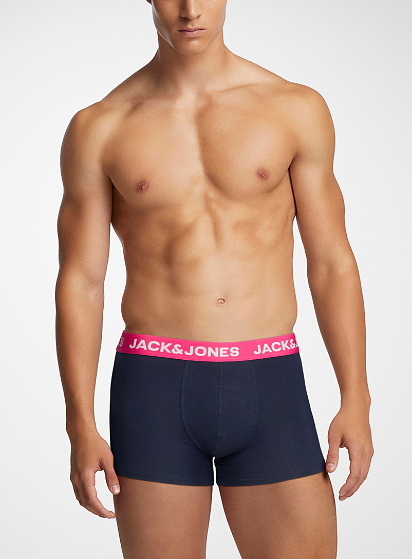 Jack & Jones Patterned Red Colourful-waist navy trunk for men