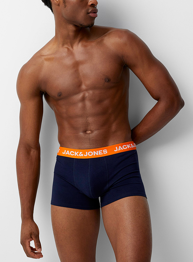 Jack & Jones Patterned Orange Colourful-waist navy trunk for men