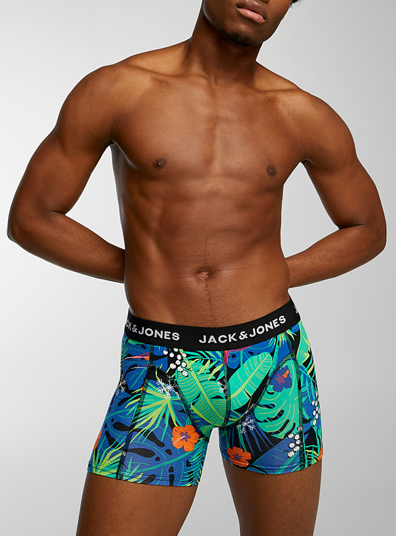 Jack & Jones: Le boxeur court jungle festive Vert à motifs pour homme