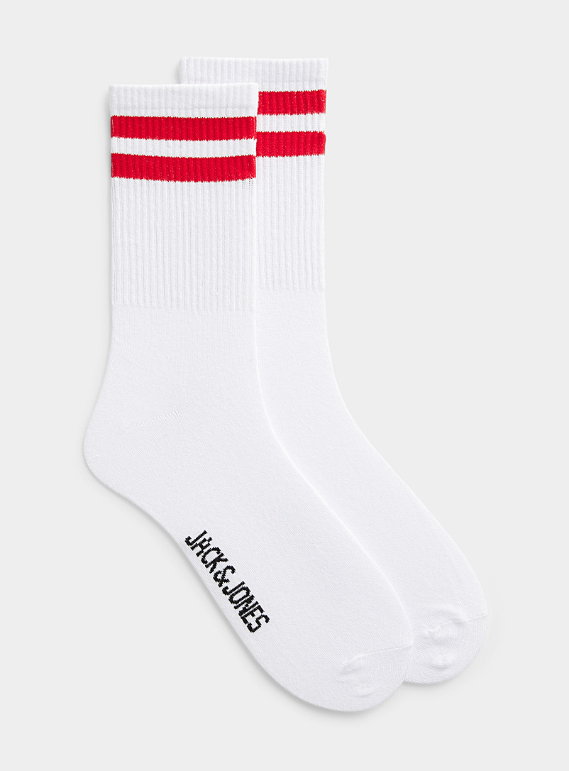 Jack & Jones White Colourful stripe tennis sock for men