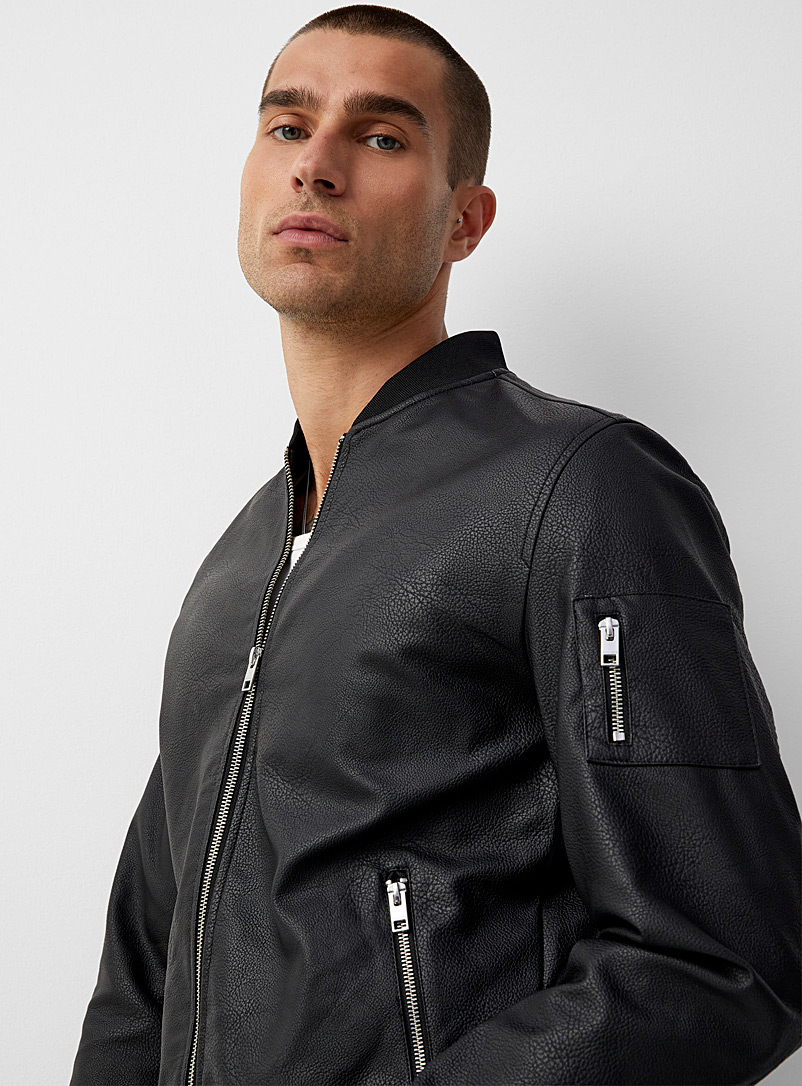 Men's Lucas Quilted Leather Bomber Jacket [Black]