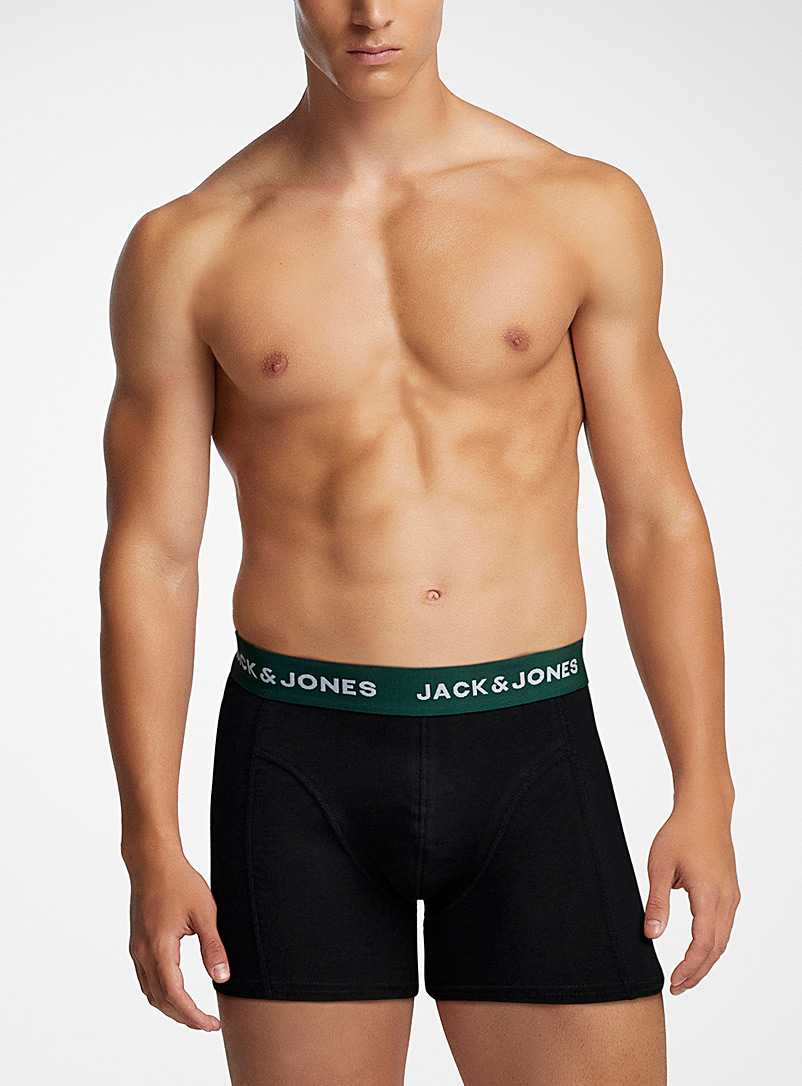 Jack & Jones Patterned Green Jewel-toned waist trunk for men