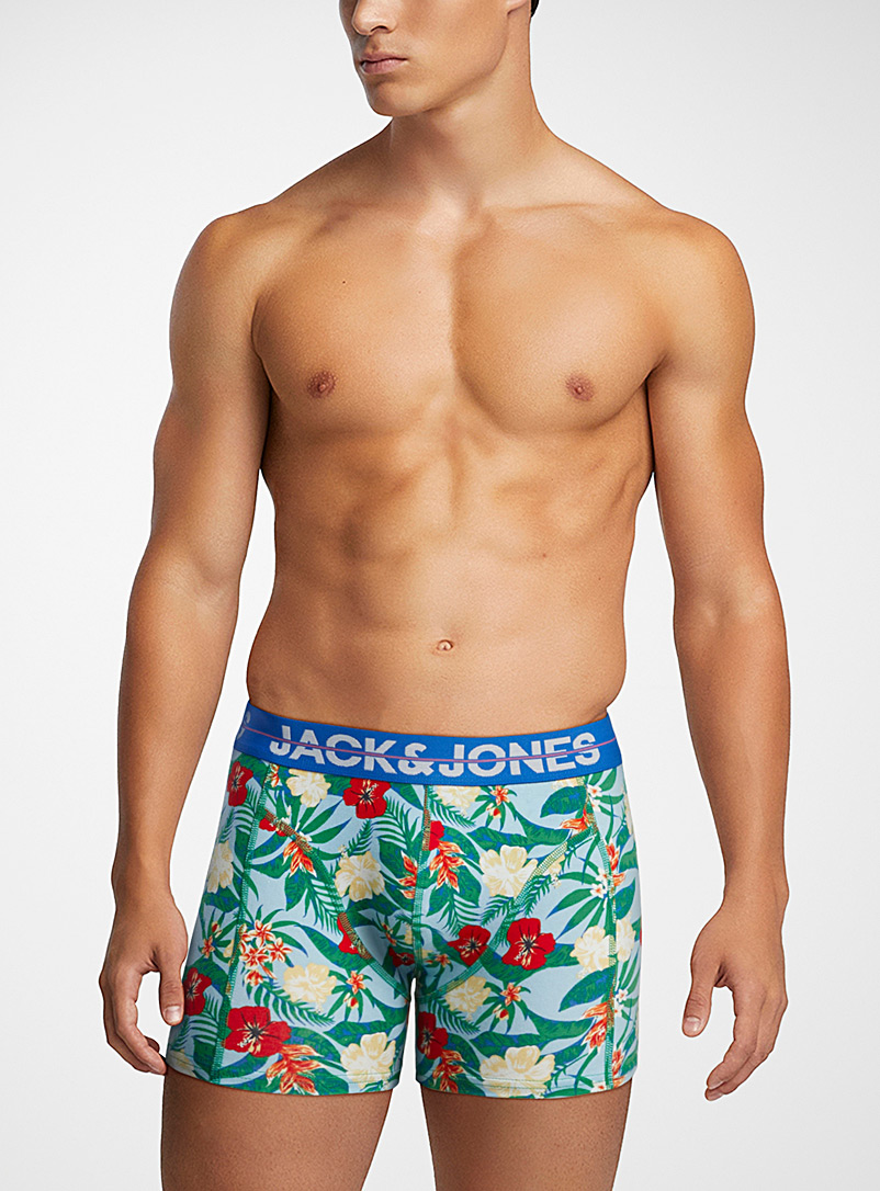 Jack & Jones: Le boxeur court jungle exotique Bleu à motifs pour homme