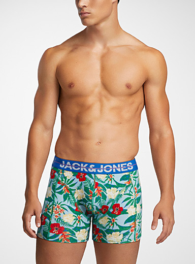 Jack & Jones Patterned Blue Exotic jungle trunk for men