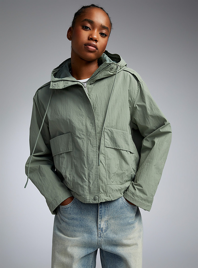 Only Green Mega-pockets sage green nylon jacket for women