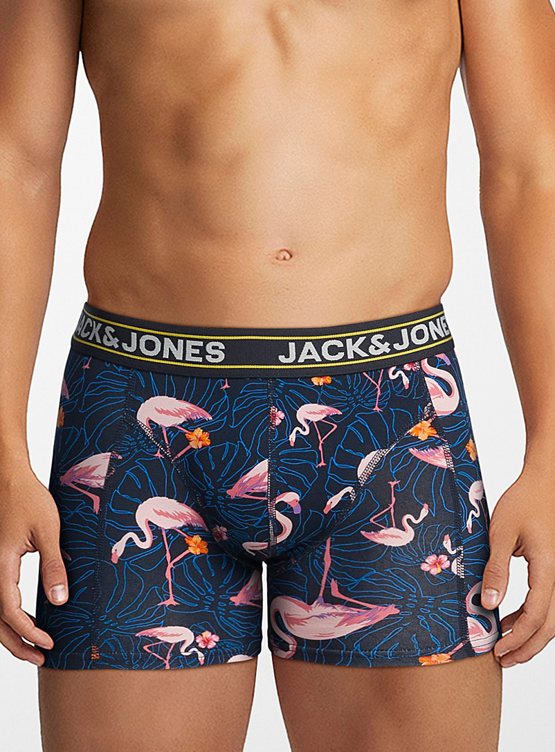 Jack & Jones Patterned Blue Flamingo waist trunk for men