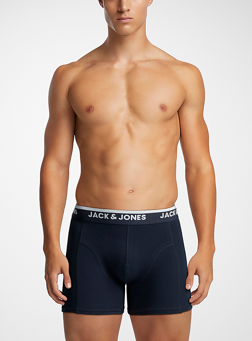 Jack & Jones Navy/Midnight Blue Contrast-waist navy-blue trunk for men