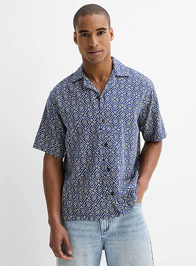 La chemise col ouvert mosa&iuml;que losange