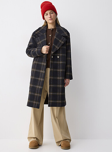 Only: Le paletot carreaux Madison Vert &agrave; motifs pour femme
