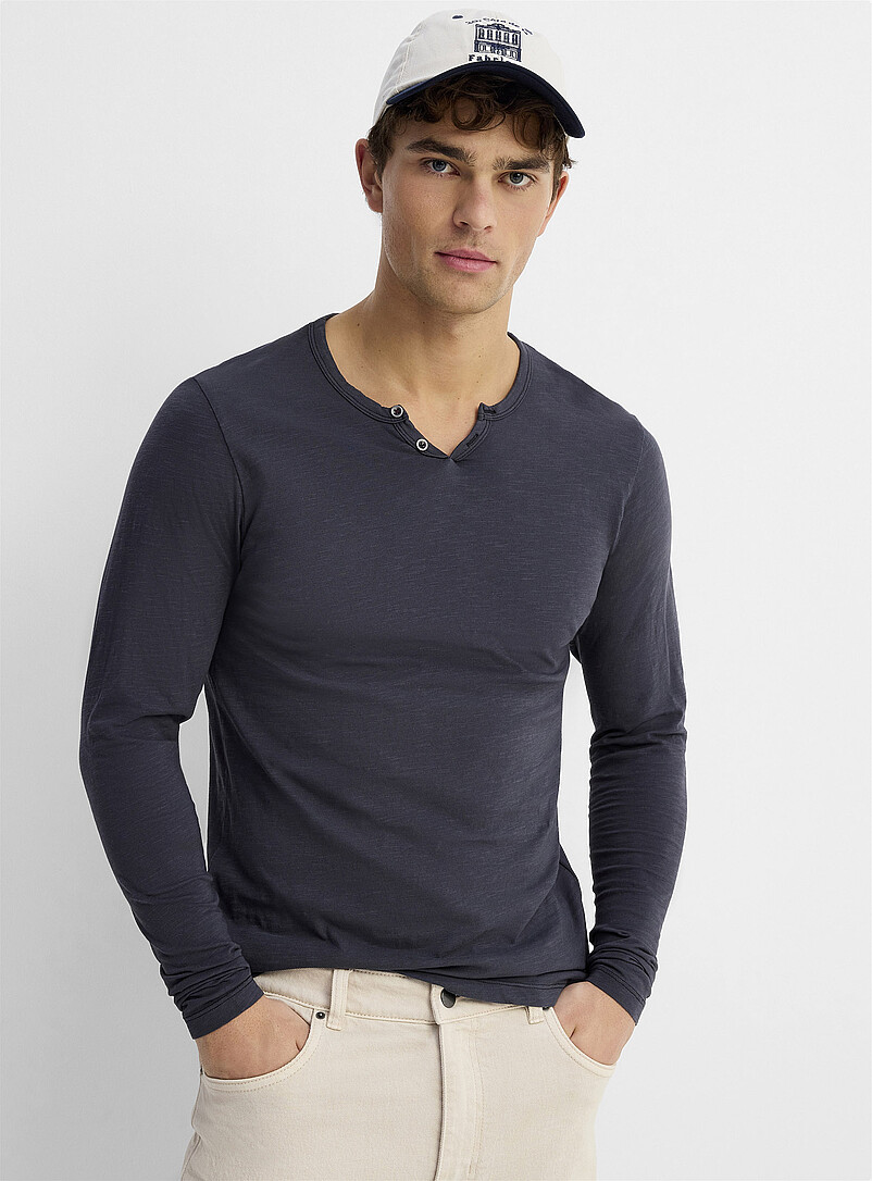 Slub jersey Henley T-shirt | Jack & Jones | Shop Men's Long Sleeve