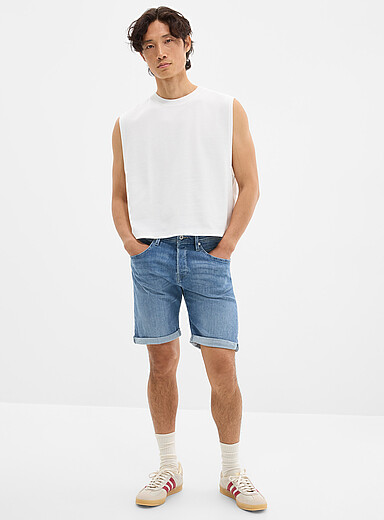 Cuffed denim Bermudas