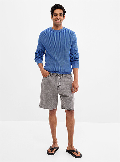 Bleached grey denim Bermudas <b>Relaxed fit</b>