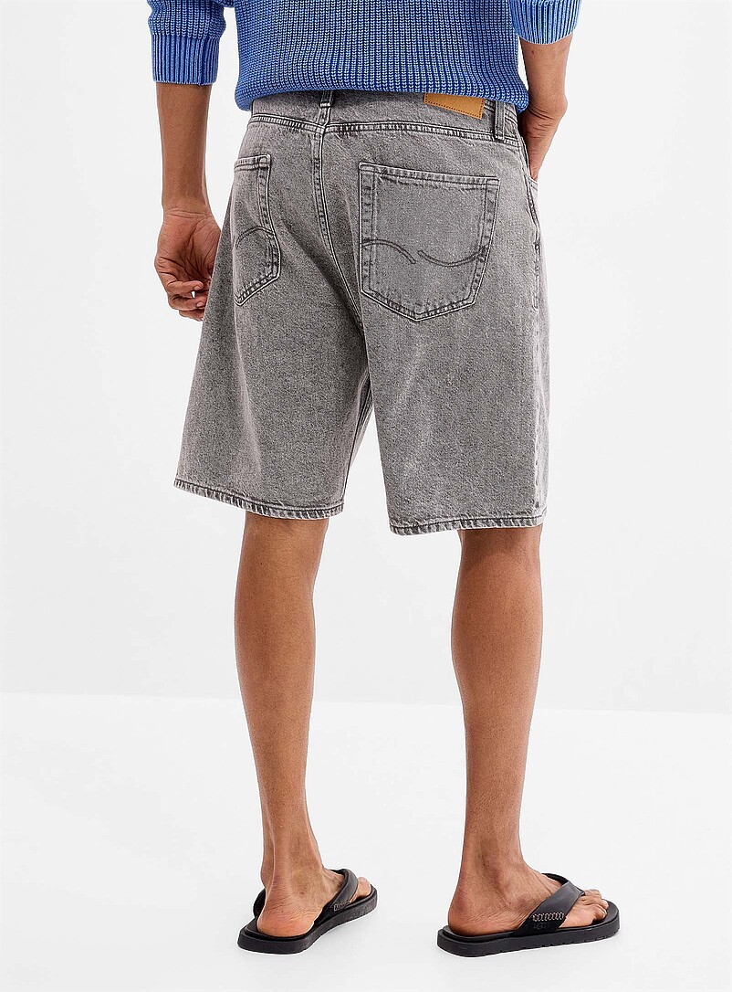 Jack & Jones Black Bleached grey denim Bermudas <b>Relaxed fit</b> for men